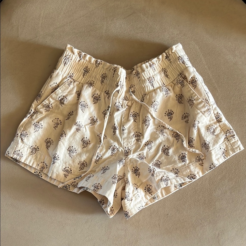 a new day - Cream and Brown High Waist Shorts